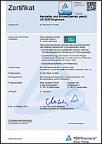 Zertifikat Hersteller und Schweißbetrieb